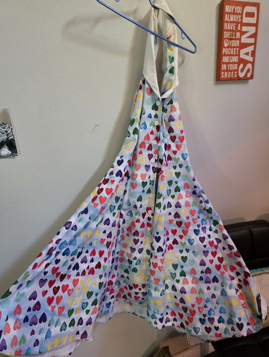 Unique Vintage Dresses & Skirts - Unique Vintage Backless Dress with Multicolor Hearts